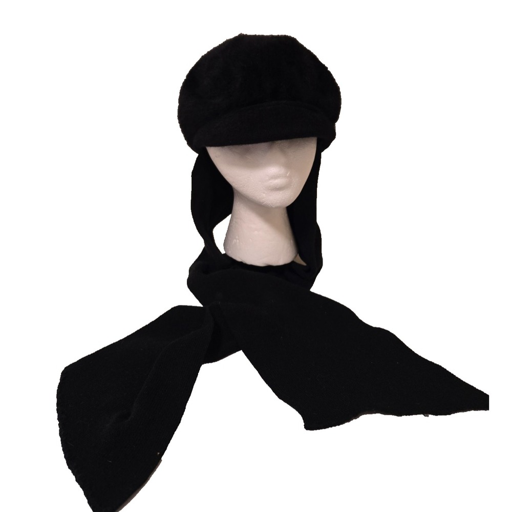 Kangol Furgora Womens Black Winter Hat Angora Cap with Scarf